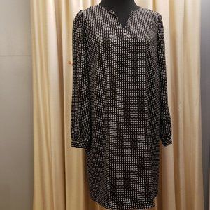 Lila Roy Black White Geometric Design Dress V-Neck Back Zipper Lined Size 6